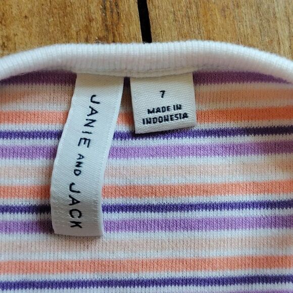 Janie and Jack Tank Top Size 7 Purple Orange Striped Terry Tank Cotton - Picture 3 of 5